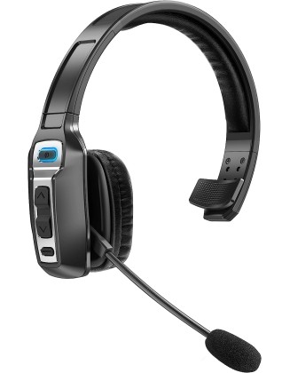 Trucker Bluetooth Headset, V5.2 Wireless Headset with Upgraded Microphone AI Noise Canceling, On Ear Bluetooth Headphone with Mute for Driver Office Call Center (Black) 