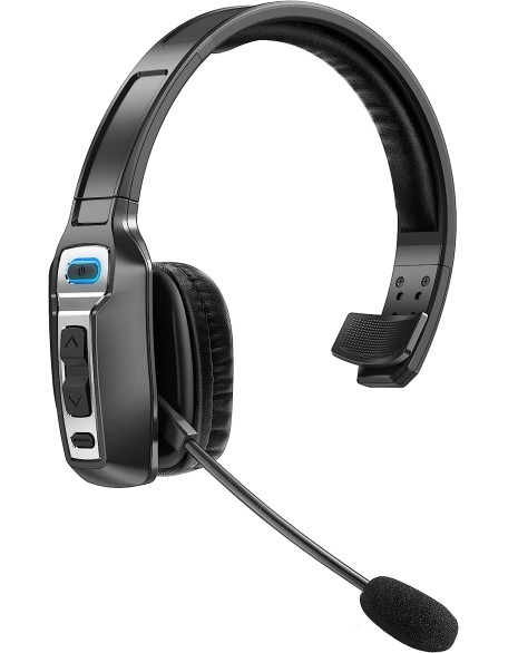 Trucker Bluetooth Headset, V5.2 Wireless Headset with Upgraded Microphone AI Noise Canceling, On Ear Bluetooth Headphone with Mute for Driver Office Call Center (Black) 