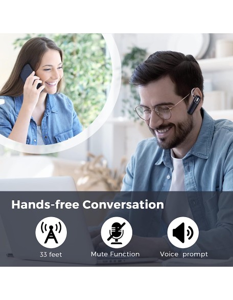 Wireless Headset, V5.0 Wireless Handsfree Earpiece with Microphone 14 Hrs Driving Headset 360 Hours Standby Time for iPhone Android Samsung Laptop Trucker Driver