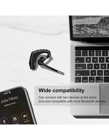 Bluetooth Headset V5.1, Wireless Headset for Computer with 500mAh Charging Case, Bluetooth Earpiece with Noise Canceling Mic for Driving and Office. (USB-A Bluetooth Adapter Included)