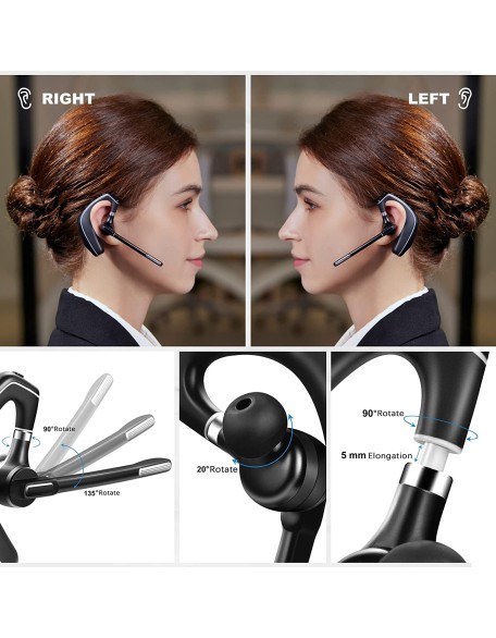 Bluetooth Headset V5.1, Wireless Headset for Computer with 500mAh Charging Case, Bluetooth Earpiece with Noise Canceling Mic for Driving and Office. (USB-A Bluetooth Adapter Included)