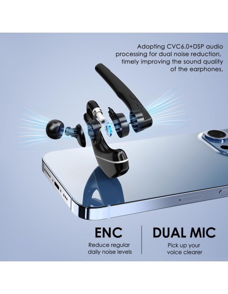 Bluetooth Headset V5.3, Wireless Earpiece with 1000mAh Charging Case, 96H Talktime, Hands Free Noise Canceling Headphones with Dual-Mic for Computer Cell Phones Trucker Home Office Work