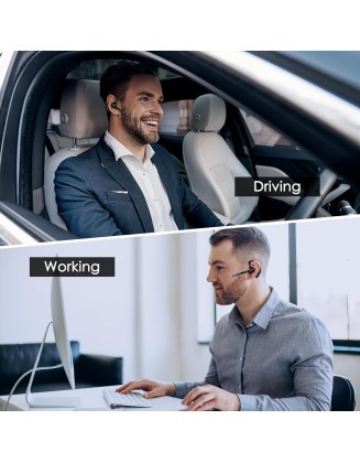 Bluetooth Headset V5.3, Wireless Earpiece with 1000mAh Charging Case, 96H Talktime, Hands Free Noise Canceling Headphones with Dual-Mic for Computer Cell Phones Trucker Home Office Work