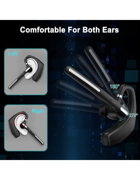 Bluetooth Headset, V5.1 Wireless Headset with Noise Canceling Microphone, 110 Hours Work time Bluetooth Earpiece with 500mAh Battery, Compatible with Cell Phones and PC