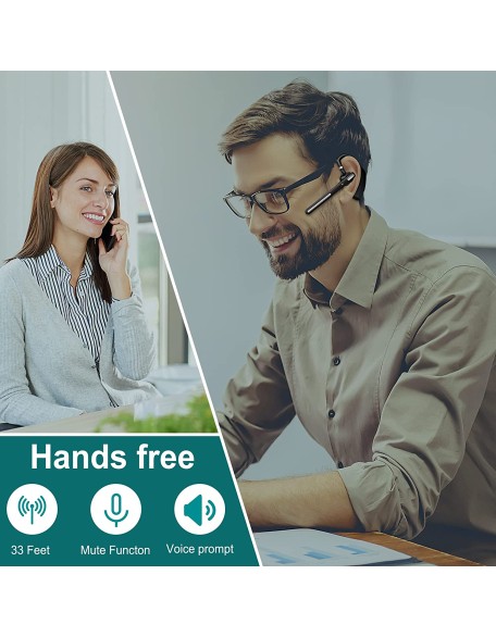 Bluetooth Headset, V5.1 Wireless Headset with Noise Canceling Microphone, 110 Hours Work time Bluetooth Earpiece with 500mAh Battery, Compatible with Cell Phones and PC