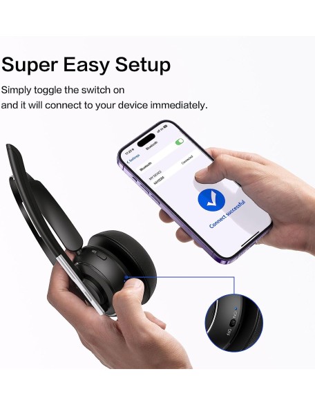 Bluetooth Headset, Wireless Headset with Microphone for PC, V5.2 Computer Headset with Noise Cancelling Mic, USB Dongle, Charging Base & Mute Button for Work, Cell Phones, Computer