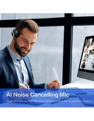 Bluetooth Headset, Wireless Headset with Microphone for PC, V5.2 Computer Headset with Noise Cancelling Mic, USB Dongle, Charging Base & Mute Button for Work, Cell Phones, Computer