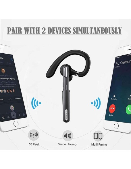 Bluetooth Headset, Wireless Bluetooth Earpiece V5.0 Hands-Free Earphones with Built-in Mic for Driving/Business/Office, Compatible with iPhone and Android 