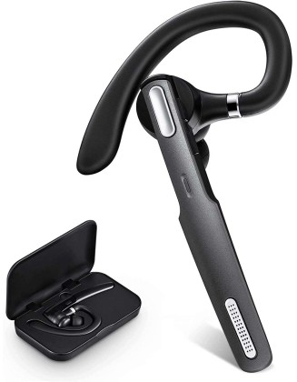 Bluetooth Headset, Wireless Bluetooth Earpiece V5.0 Hands-Free Earphones with Built-in Mic for Driving/Business/Office, Compatible with iPhone and Android 