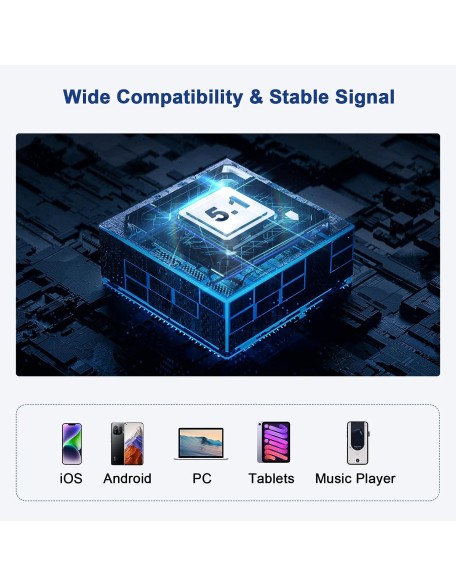 Bluetooth Headset V5.1, Wireless Headset with Battery Display Charging Case, Bluetooth Earpiece with Noise Canceling Mic for Driving, Office, Business, Compatible with Cell Phone and PC