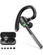 Bluetooth Headset V5.1, Wireless Headset with Battery Display Charging Case, Bluetooth Earpiece with Noise Canceling Mic for Driving, Office, Business, Compatible with Cell Phone and PC