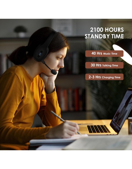 Bluetooth Headset, Trucker Bluetooth Headset with Microphone, 60 Hours Working Time Wireless on-Ear Headset for Computer Cell Phone Trucker Home Office Work