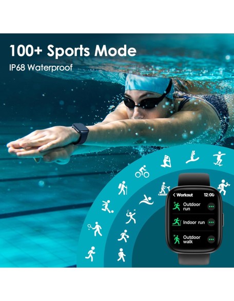 DECHOYECHO Smart Watch, 1.83" Touch Screen Smartwatch with Alexa Built-in IP68 Waterproof, Pedometer,Fitness Tracker with 100 Sports Modes Sleep Monitor for Men and Women