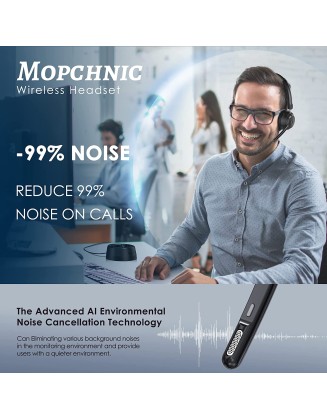 Bluetooth Headset, Wireless Headset with Upgraded Microphone AI Noise Canceling, On Ear Bluetooth Headset with USB Dongle for Office Call Center Skype Zoom Meeting Online Class Trucker