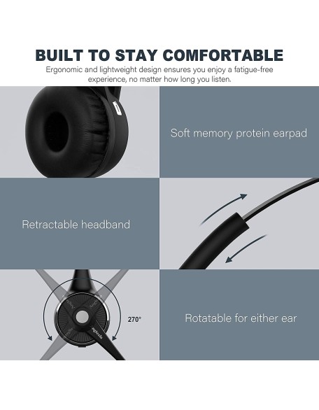 Trucker Bluetooth Angteela Headset with Microphone, Wireless Cell Phone Headset with Noise Canceling Mic Charging Base Mute Function for Home Office Call Center Skype