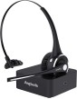 Trucker Bluetooth Angteela Headset with Microphone, Wireless Cell Phone Headset with Noise Canceling Mic Charging Base Mute Function for Home Office Call Center Skype
