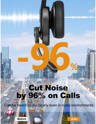 Bluetooth Headset, Bluetooth Trucker Headset with Upgraded Microphone Noise Canceling for Trucker, Hand Free Wireless Headset with Adapter for Office Meeting. Widely Compatible for Computer