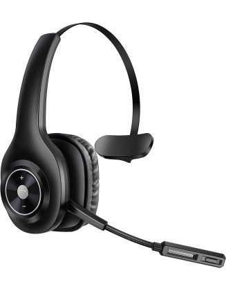 Trucker Bluetooth Headset, Wireless Headset with Mic for PC, Bluetooth Headset with Microphone Noise Cancelling, Mute Button, 55H Talk Time, for Cell Phones, Computer, Truck Drivers