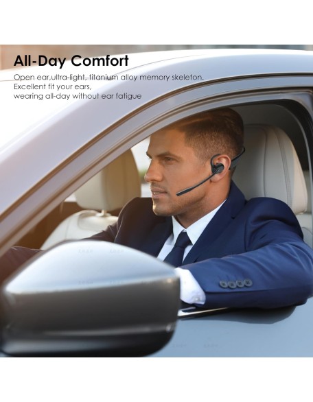 Open Ear Headphones with Mic, Bluetooth Headset with Microphone, Dual Connect Bluetooth 5.3 Headset with AI Noise Cancelling Mic & Mute Function, Wireless Headset for Work, Sports, Drive