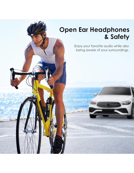 Open Ear Headphones with Mic, Bluetooth Headset with Microphone, Dual Connect Bluetooth 5.3 Headset with AI Noise Cancelling Mic & Mute Function, Wireless Headset for Work, Sports, Drive