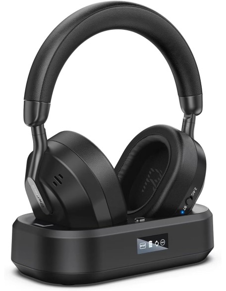 Ensemble-Wireless Headphones for TV Watching, TV Headphones with LED Display Transmitter Charging Base, No Lip-Sync Delay Bluetooth V5.3 Headphones, Plug and Play, Gifts for Elderly